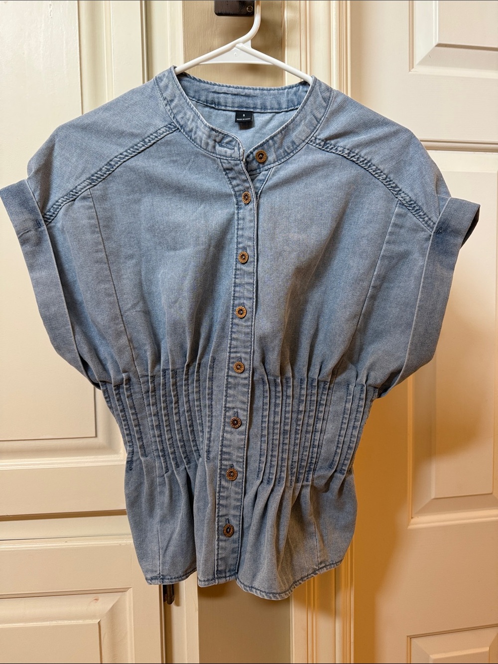 Light Blue Denim Button-Front Women’s Top